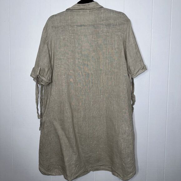 Scandal Italy Women’s 100% Linen Shift Dress Beige One Size - Picture 2 of 5